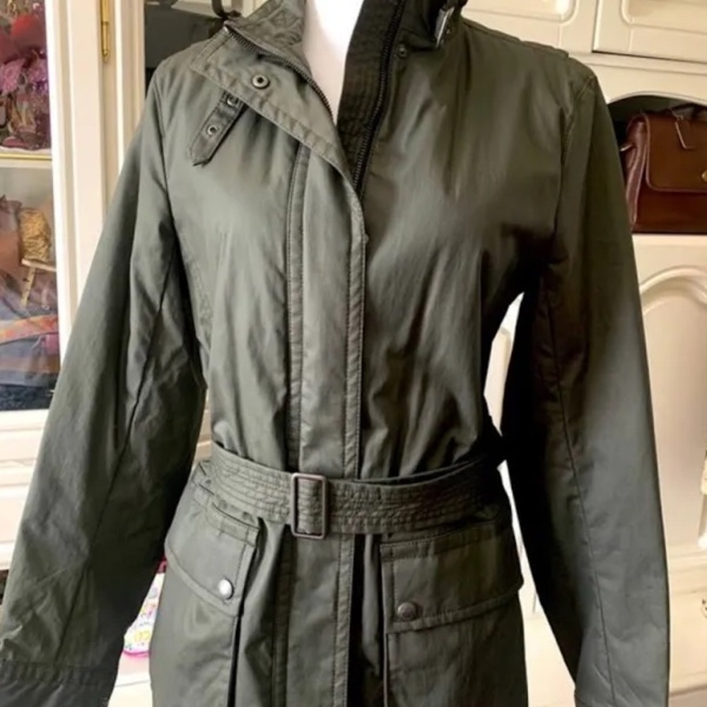 Coach Waxed Belt Jacket in Military Green